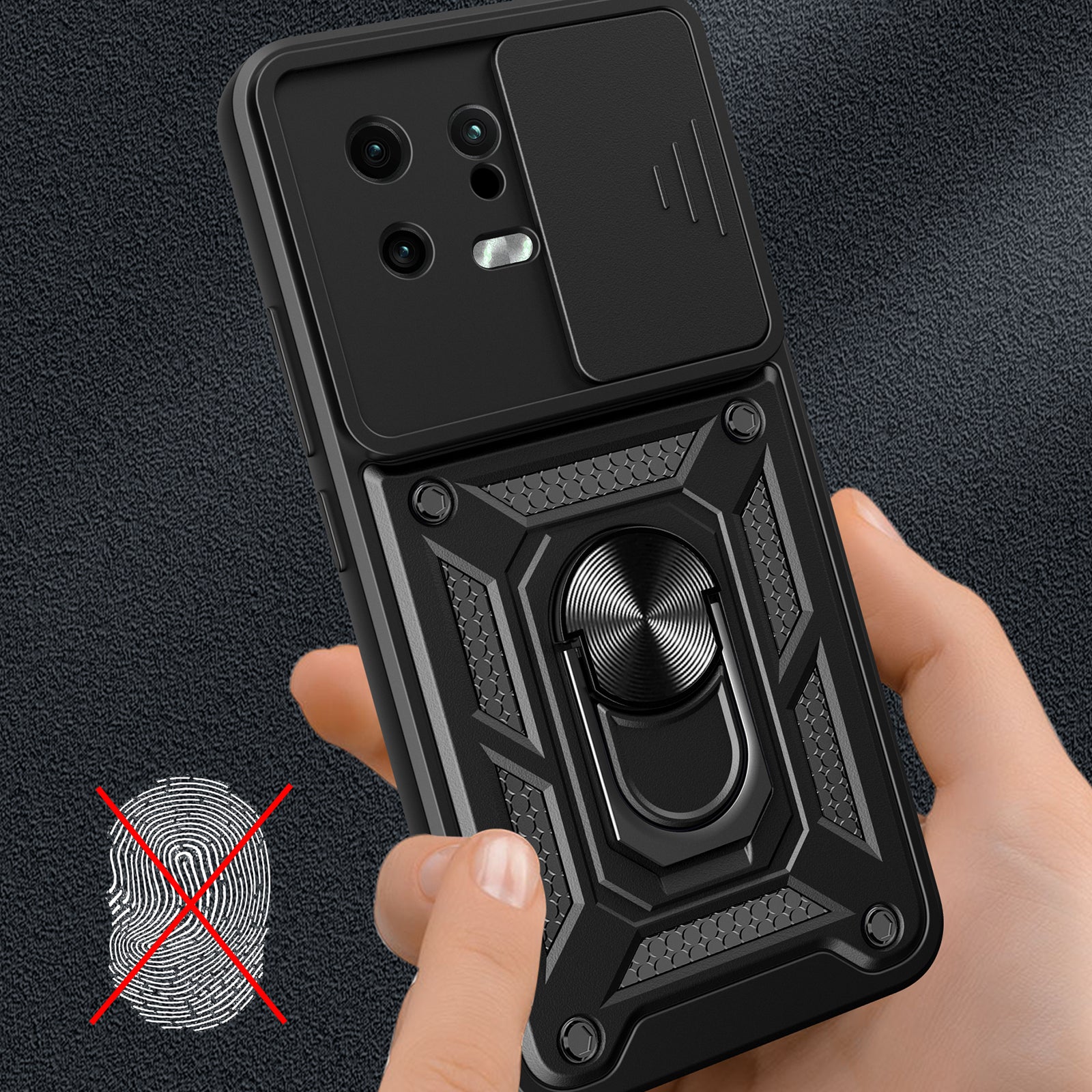 For Xiaomi 13 5G Ring Holder Kickstand PC TPU Hybrid Case Anti-drop Phone Cover with Slide Camera Protection For Xiaomi 13 5G Ring Holder Kickstand PC TPU Hybrid Case Anti-drop Phone Cover with Slide Camera Protection